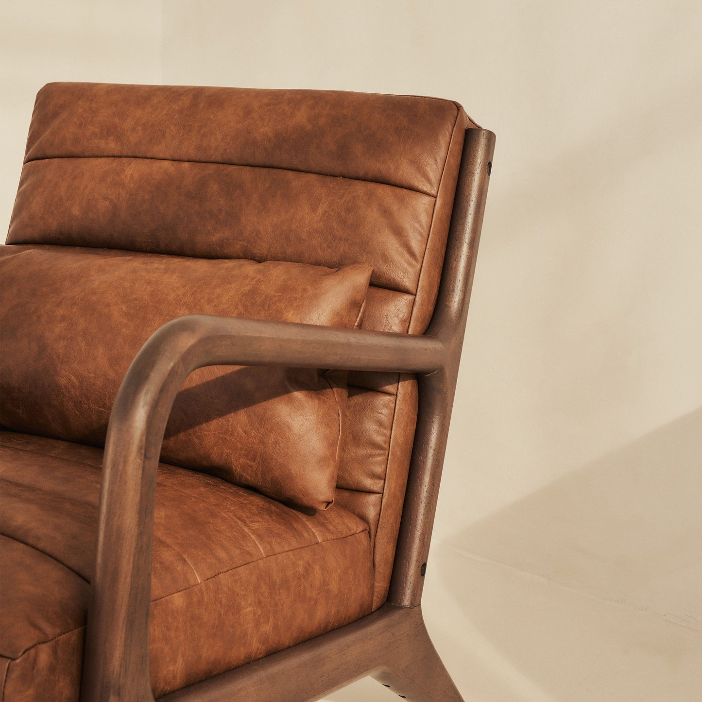 Hudson - Leather Accent Chair Windsor Tan Brown & Dark Wood