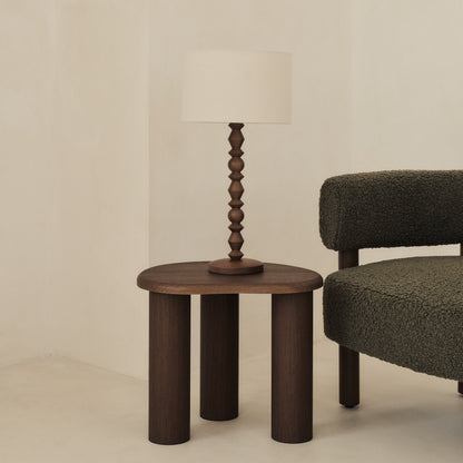 Ivy - Dark Wood Drum Shade Table Lamp
