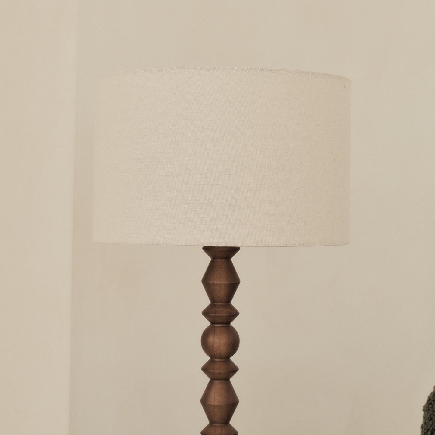 Ivy - Dark Wood Drum Shade Table Lamp