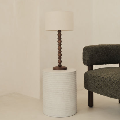 Ivy - Dark Wood Drum Shade Table Lamp