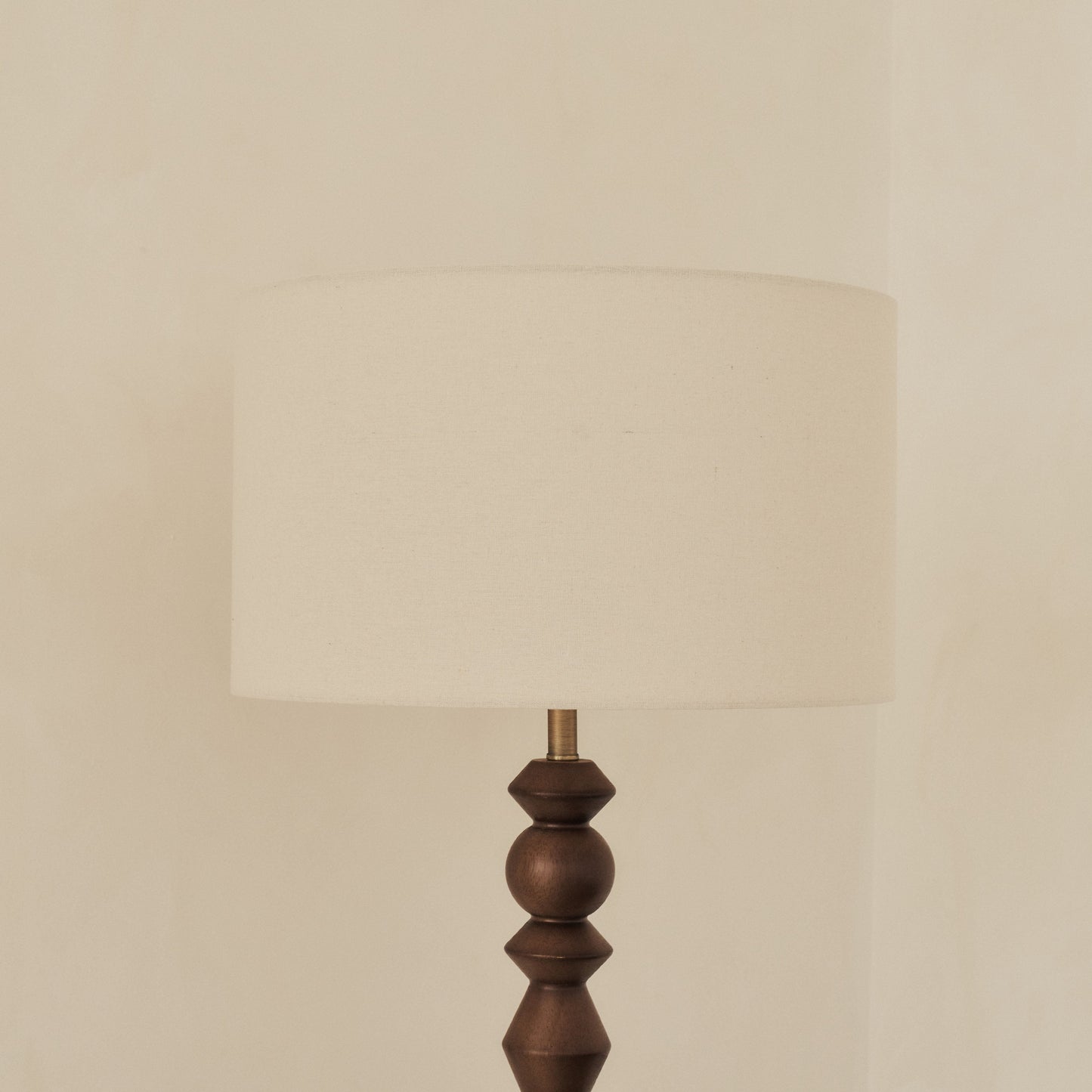 Ivy - Dark Wood Drum Shade Floor Lamp