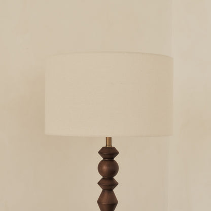 Ivy - Dark Wood Drum Shade Floor Lamp