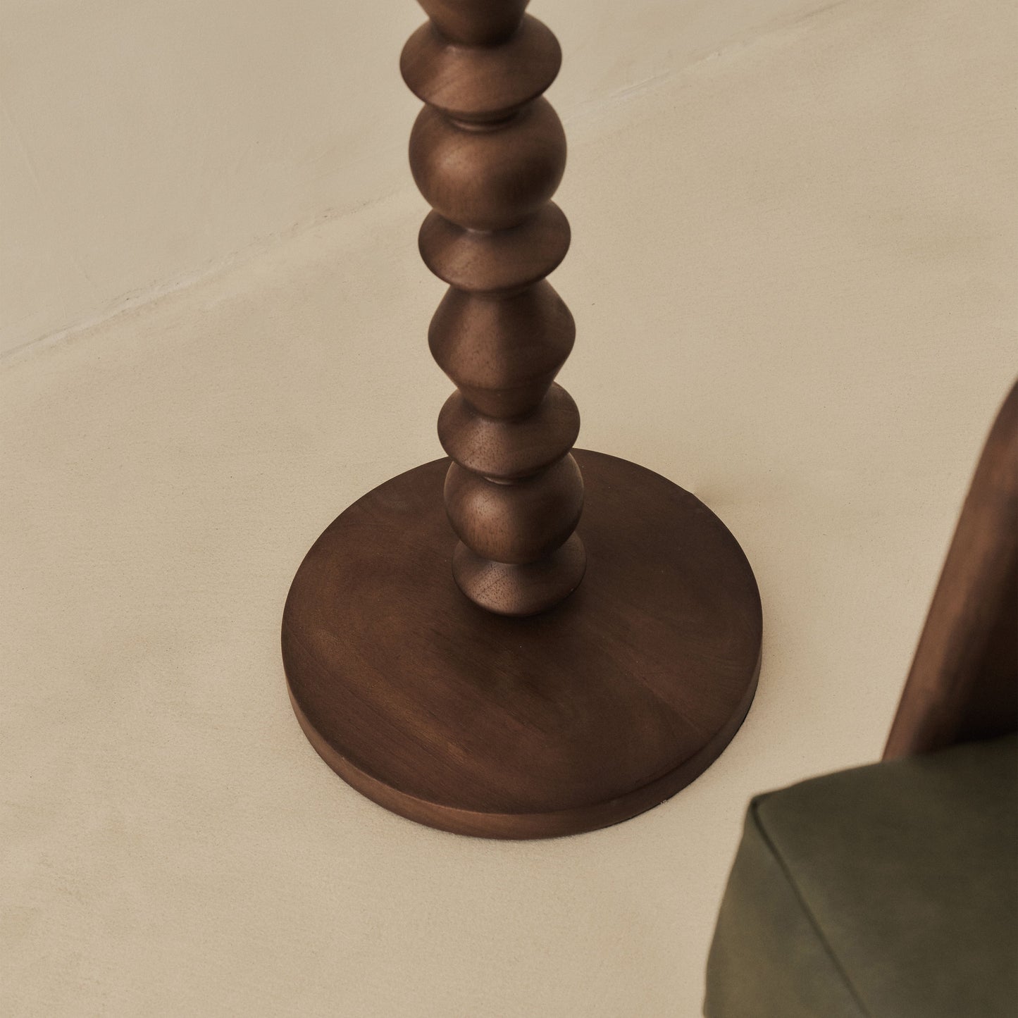 Ivy - Dark Wood Drum Shade Floor Lamp