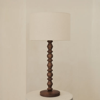 Ivy - Dark Wood Drum Shade Table Lamp