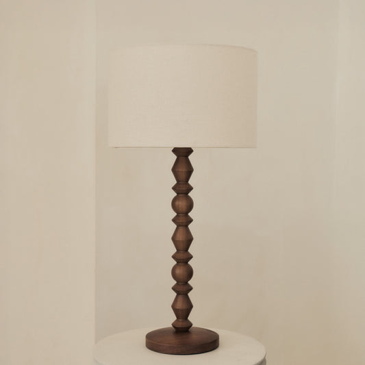 Ivy - Dark Wood Drum Shade Table Lamp