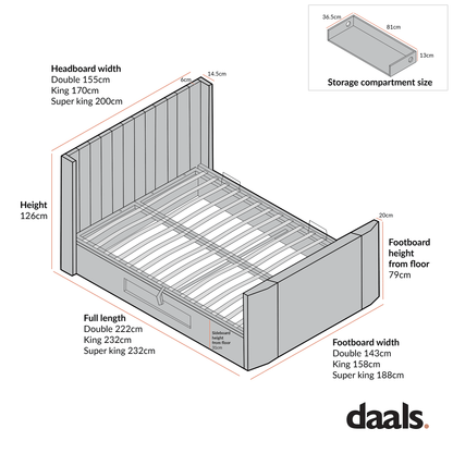 Wilton Champagne Velvet Ottoman TV Bed