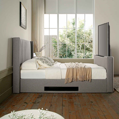 Wilton Grey Fabric Ottoman TV Bed