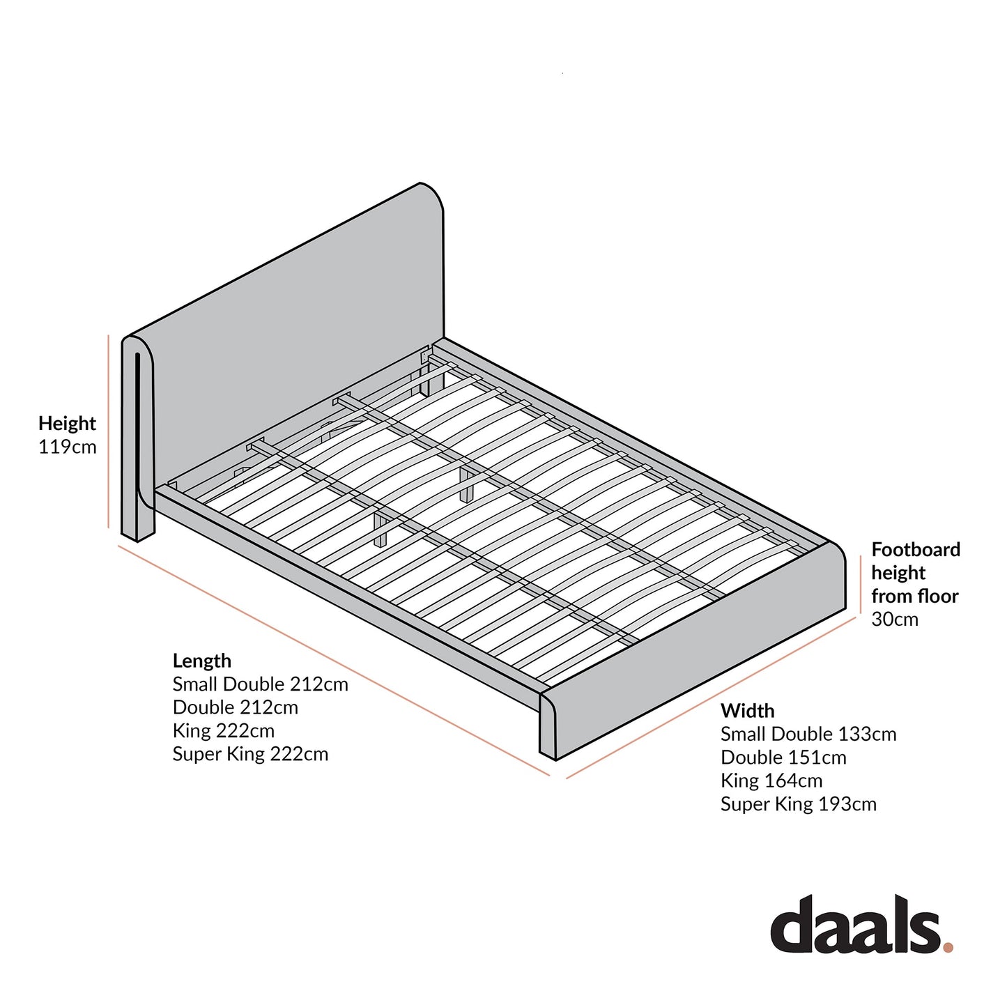 Hampstead Ecru Boucle Curved Bed