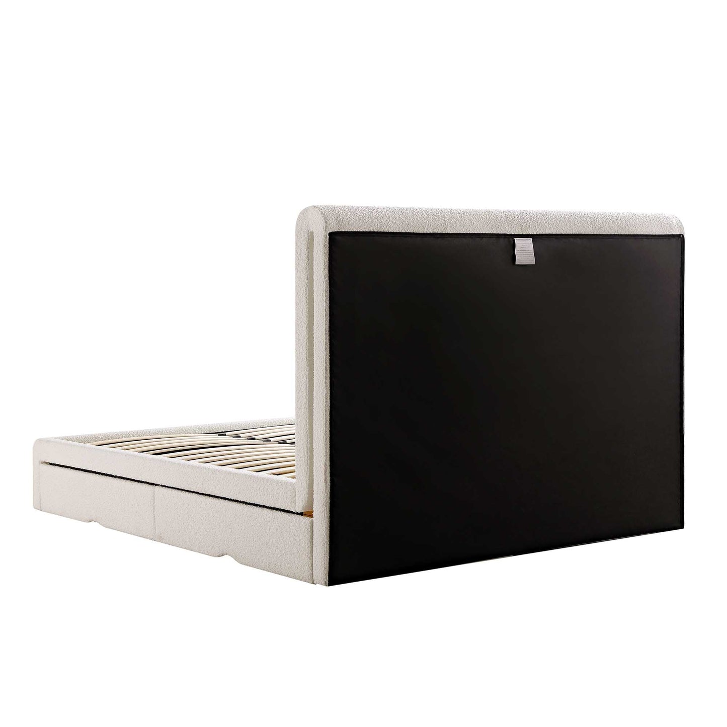 Hampstead Ecru Boucle Curved Bed with 4-Drawer Storage