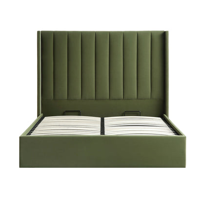 Wilton Moss Green Velvet Ottoman Storage Bed