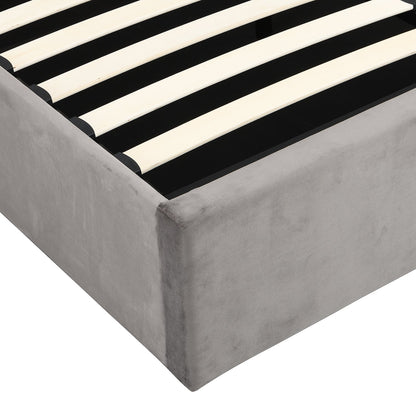 Hartwell Upholstered Ottoman Storage Bed with Deeply Buttoned Headboard (Grey Velvet)