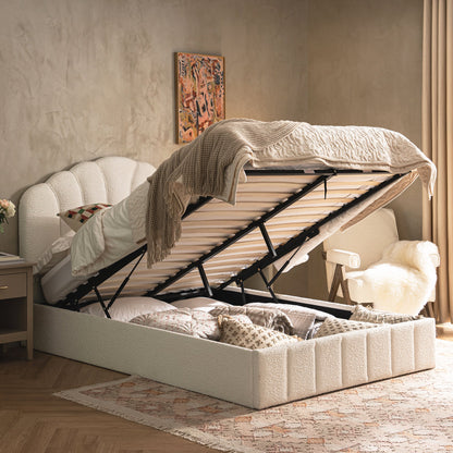 Hana Ottoman Storage Bed, Ecru Boucle