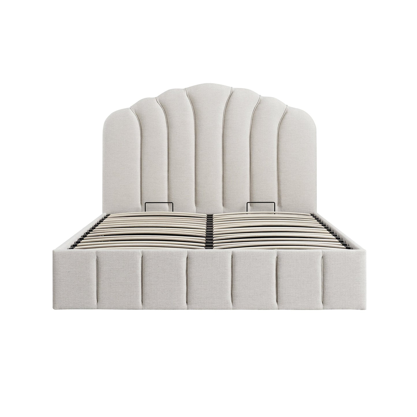 Hana Ottoman Storage Bed, Ivory Weave Fabric