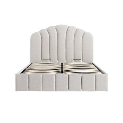 Hana Ottoman Storage Bed, Ivory Weave Fabric