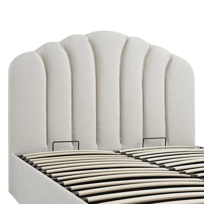 Hana Ottoman Storage Bed, Ivory Weave Fabric