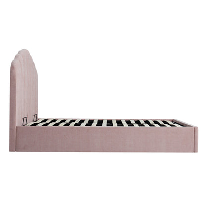 Hana Ottoman Storage Bed, Petal Pink Chenille