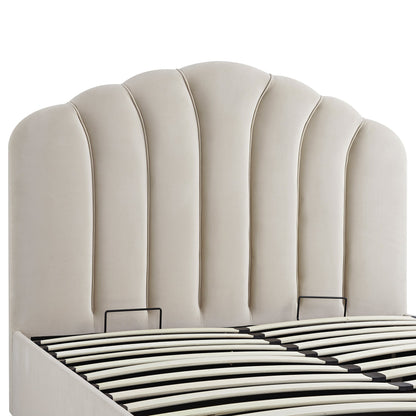 Hana Ottoman Storage Bed, Warm Stone Velvet