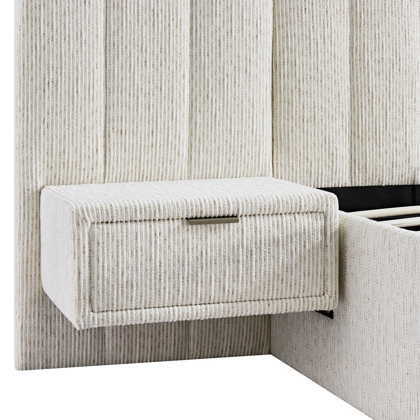 Tremezzo Oversized Ottoman Storage Bed, Beige Textured Fabric