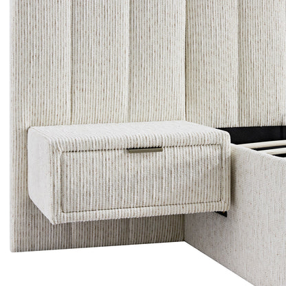 Tremezzo Oversized Ottoman Storage Bed, Beige Textured Fabric