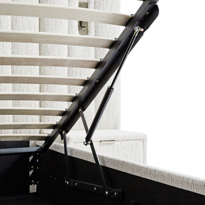 Tremezzo Oversized Ottoman Storage Bed, Beige Textured Fabric