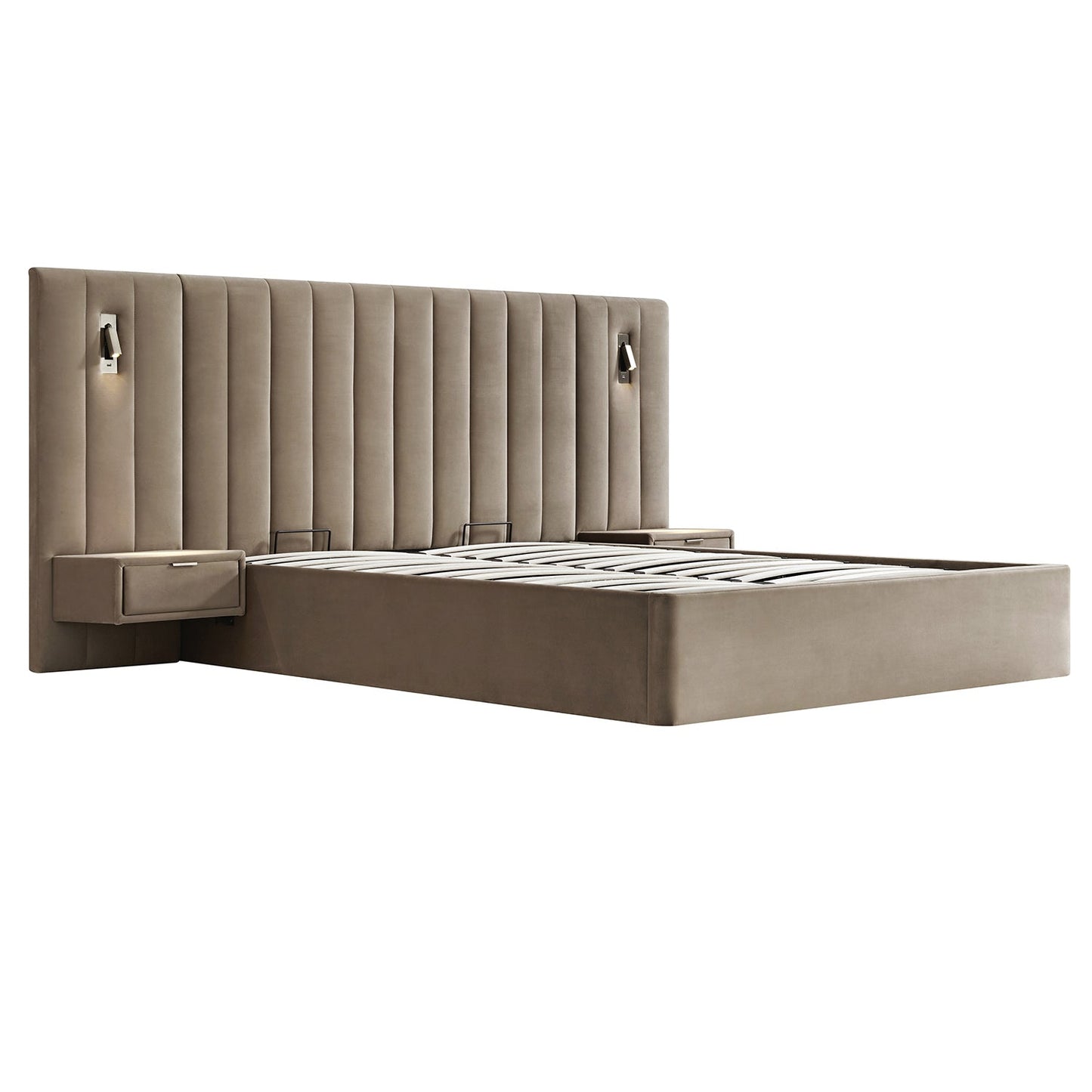 Tremezzo Oversized Ottoman Storage Bed, Taupe Velvet