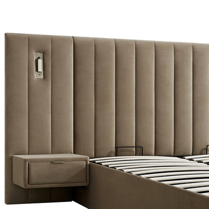 Tremezzo Oversized Ottoman Storage Bed, Taupe Velvet