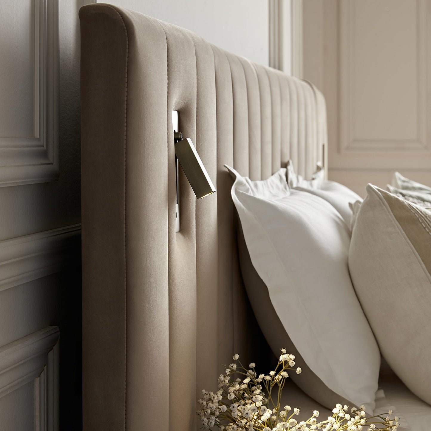 Tremezzo Oversized Ottoman Storage Bed, Taupe Velvet