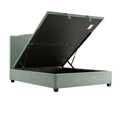 Chilworth Upholstered Ottoman Storage Bed, Water Green Chenille