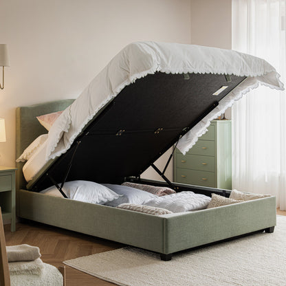 Chilworth Upholstered Ottoman Storage Bed, Water Green Chenille