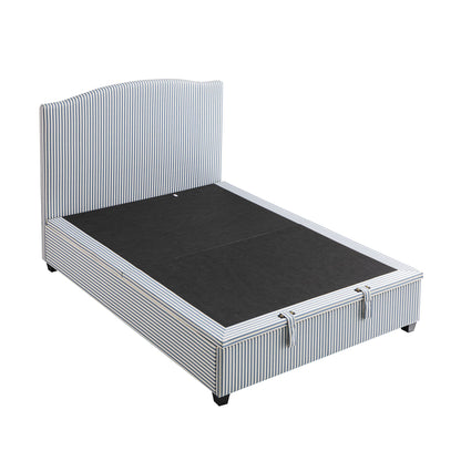 Chilworth Upholstered Ottoman Storage Bed, Blue Stripe Linen Blend