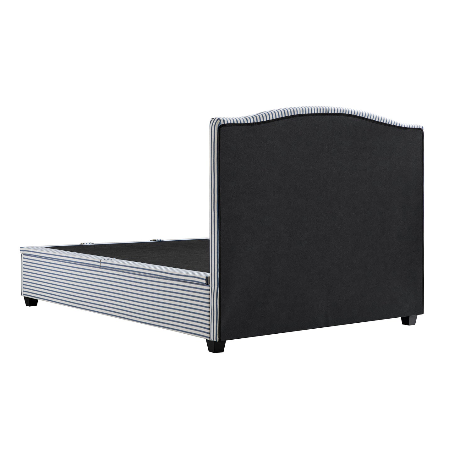 Chilworth Upholstered Ottoman Storage Bed, Blue Stripe Linen Blend