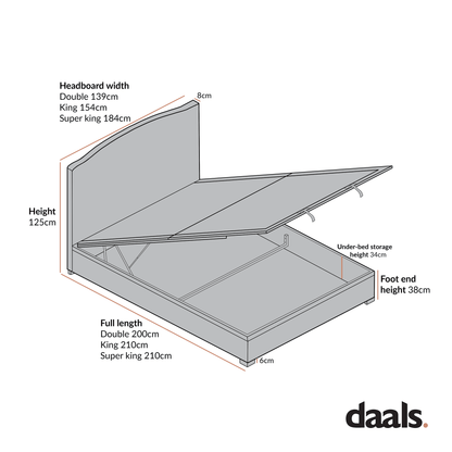 Chilworth Upholstered Ottoman Storage Bed, Blue Stripe Linen Blend
