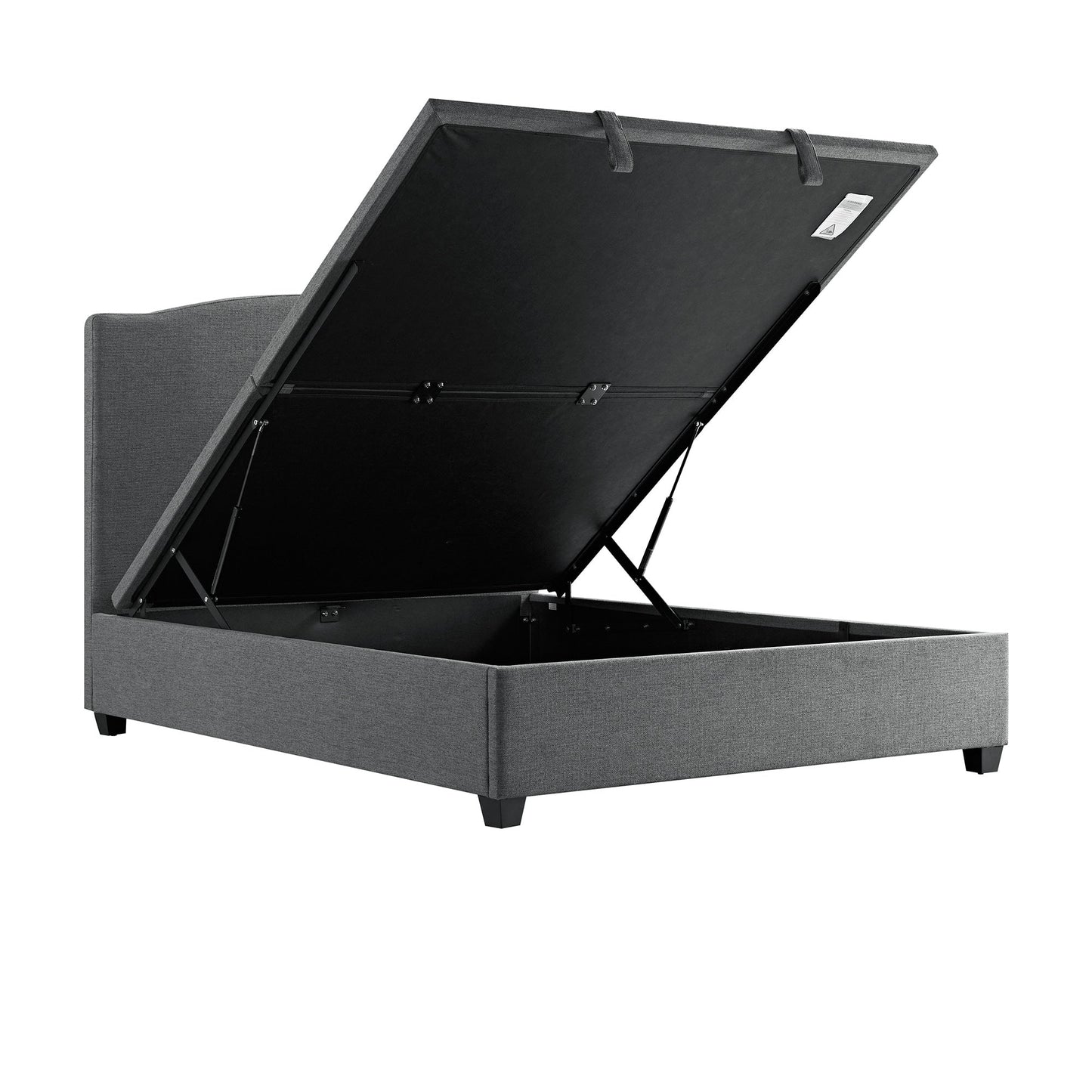 Chilworth Upholstered Ottoman Storage Bed, Dark Grey Weave Fabric