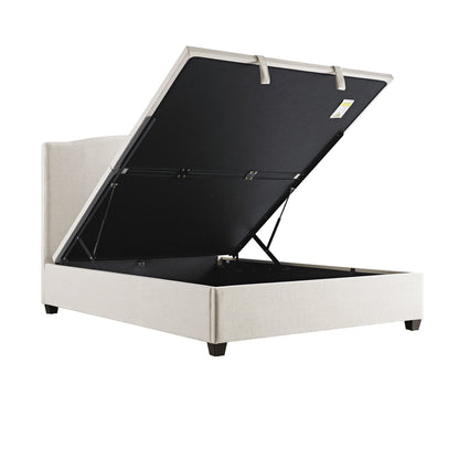 Chilworth Upholstered Ottoman Storage Bed, Ivory Weave Fabric