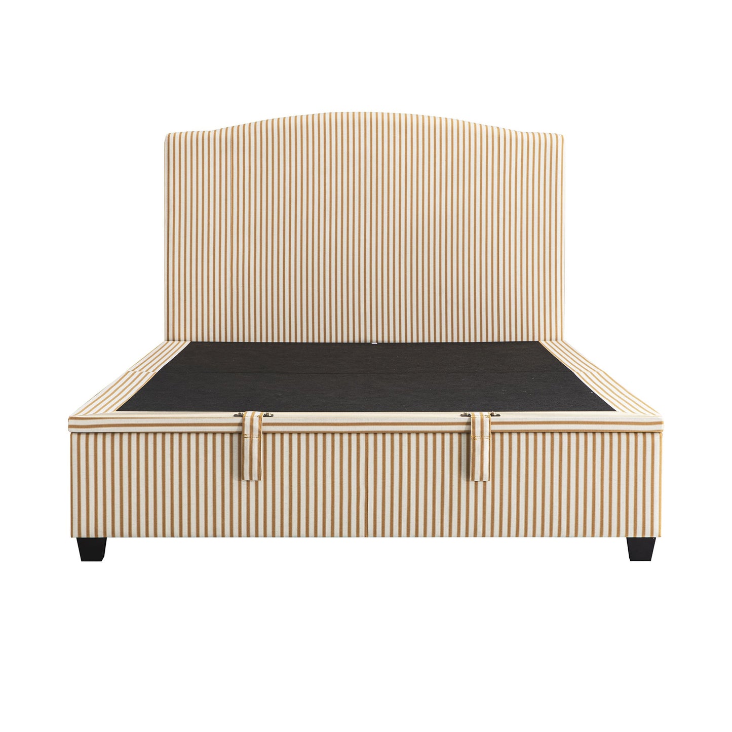 Chilworth Upholstered Ottoman Storage Bed, Ochre Stripe Linen Blend