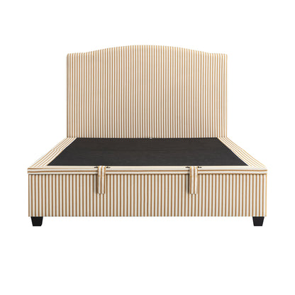Chilworth Upholstered Ottoman Storage Bed, Ochre Stripe Linen Blend
