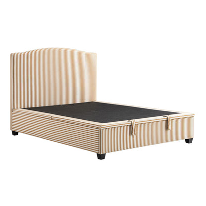 Chilworth Upholstered Ottoman Storage Bed, Ochre Stripe Linen Blend