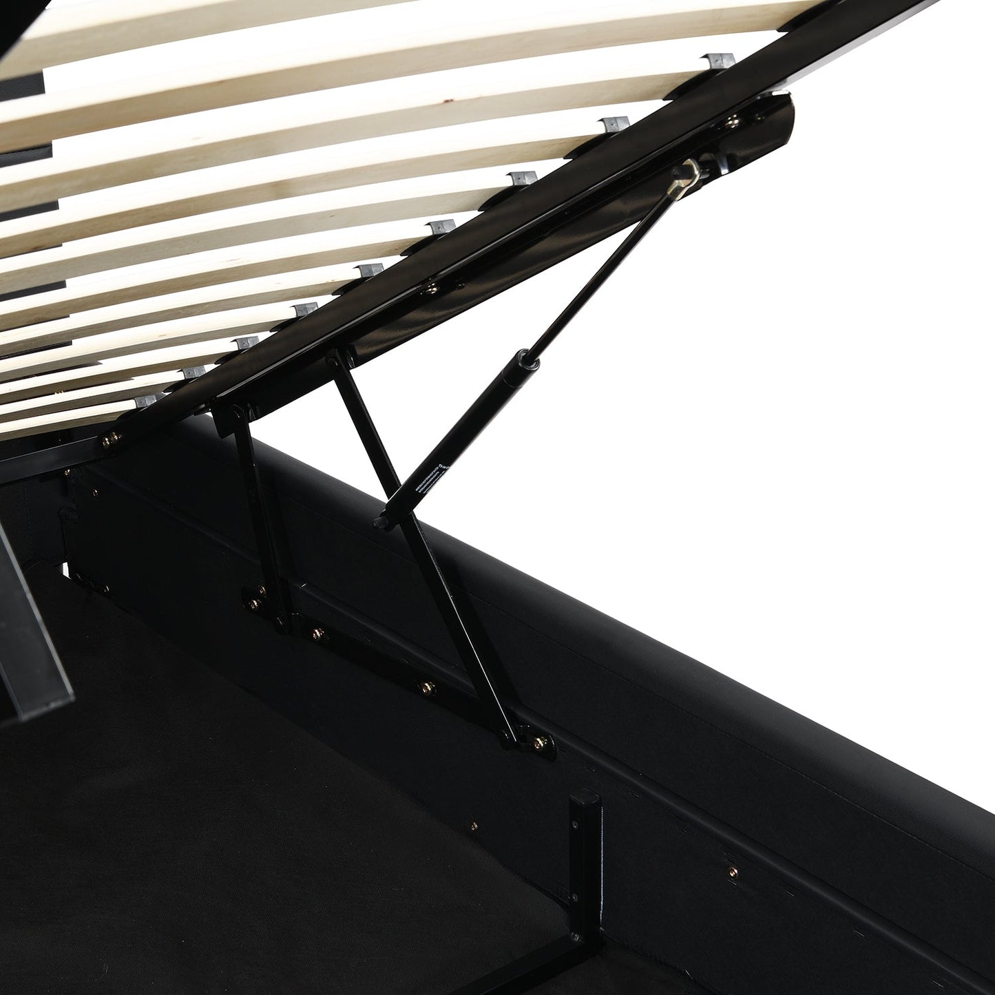 Buxton Faux Leather End Opening Ottoman Storage Bed Frame with Multi-colour LED Light Strip (Black PU)