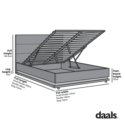 Buxton Faux Leather End Opening Ottoman Storage Bed Frame with Muti-colour LED Light Strip (White PU)
