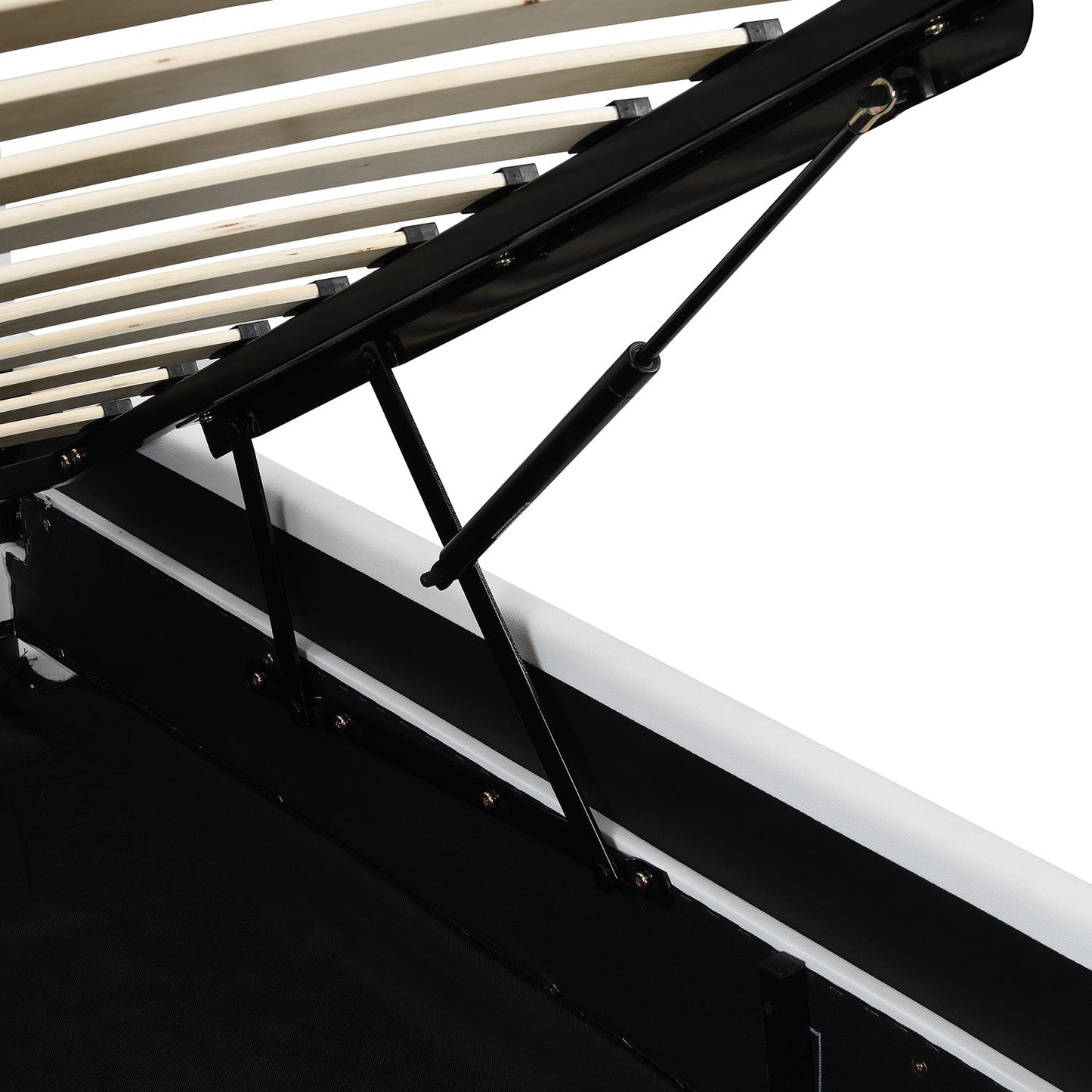 Buxton Faux Leather End Opening Ottoman Storage Bed Frame with Muti-colour LED Light Strip (White PU)