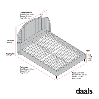 Eleanor Grey Velvet Upholstered Bed Frame with Domed Headboard