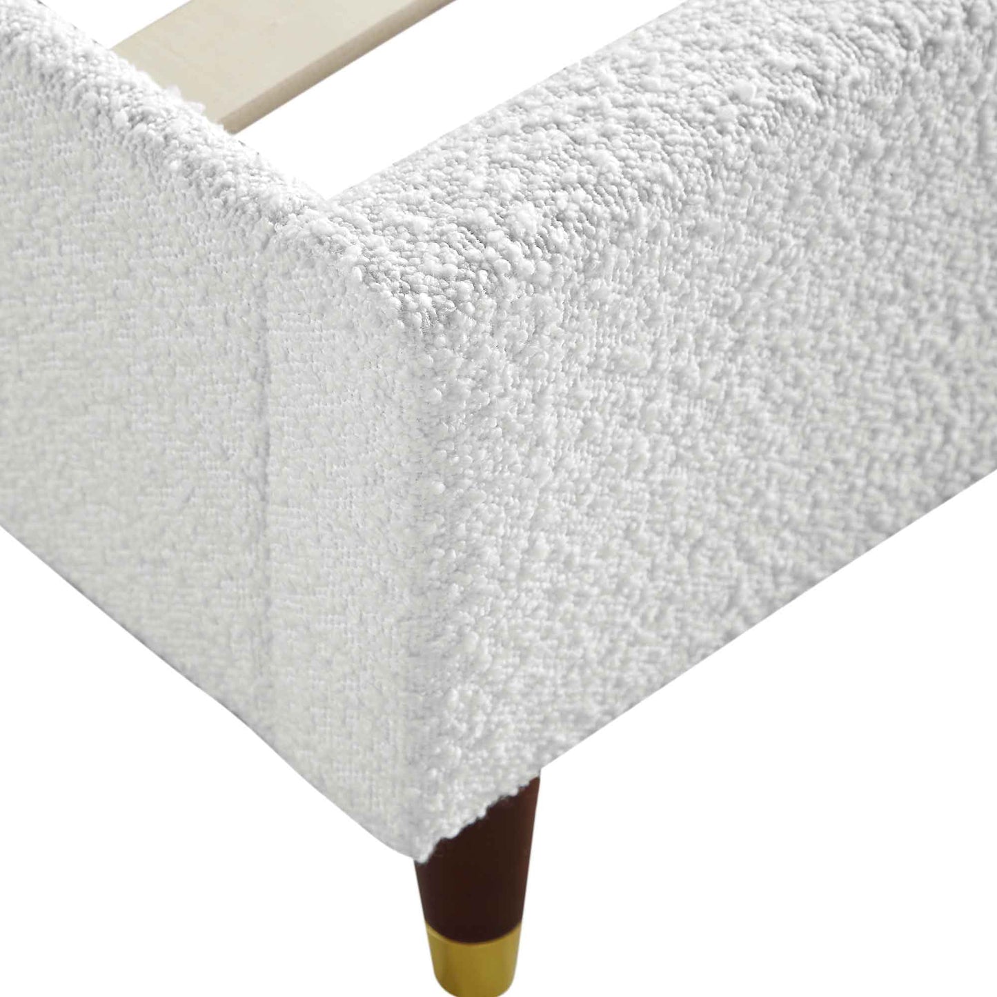 Eleanor White Boucle Upholstered Bed Frame with Domed Headboard