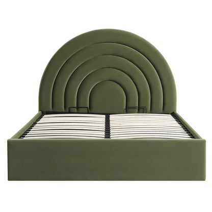 Archer Moss Green Velvet Ottoman Storage Bed