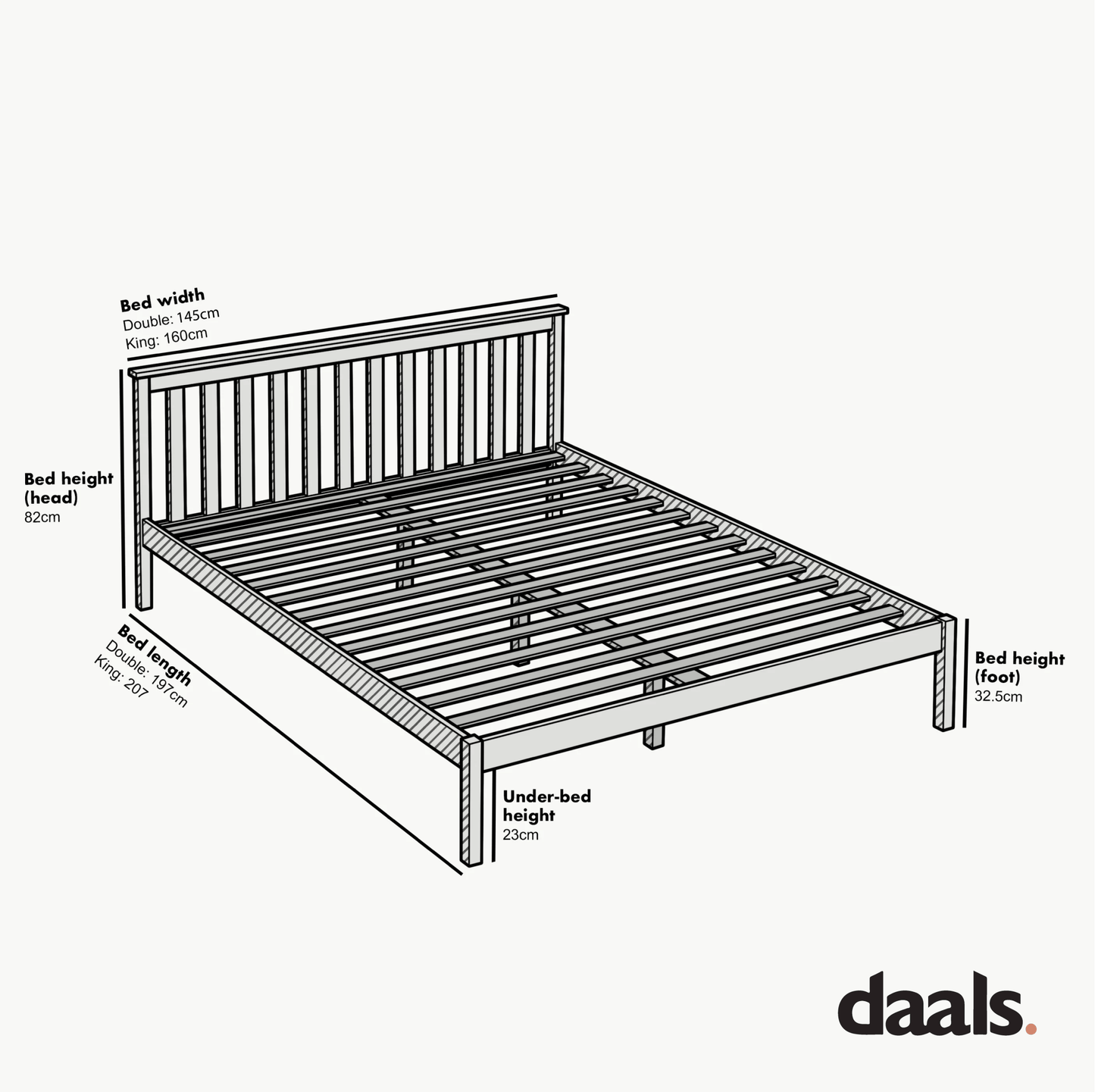 Linnelle Solid Wood Bed Frame in Grey