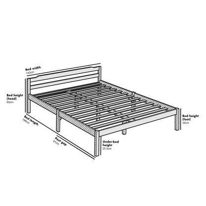 Curran Solid Wood Bed Frame in White UK Sizes