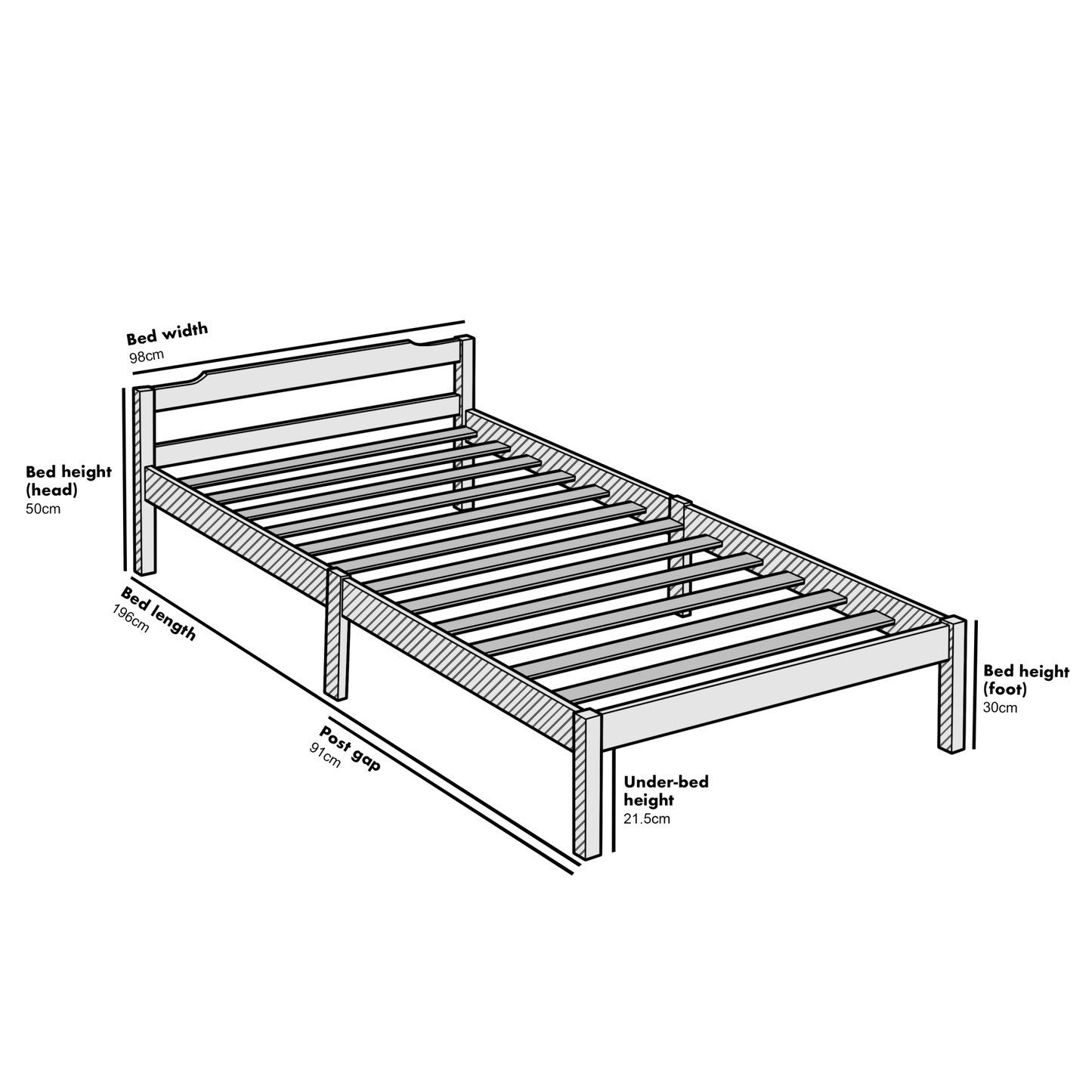 Curran Solid Wood Bed Frame in White UK Sizes
