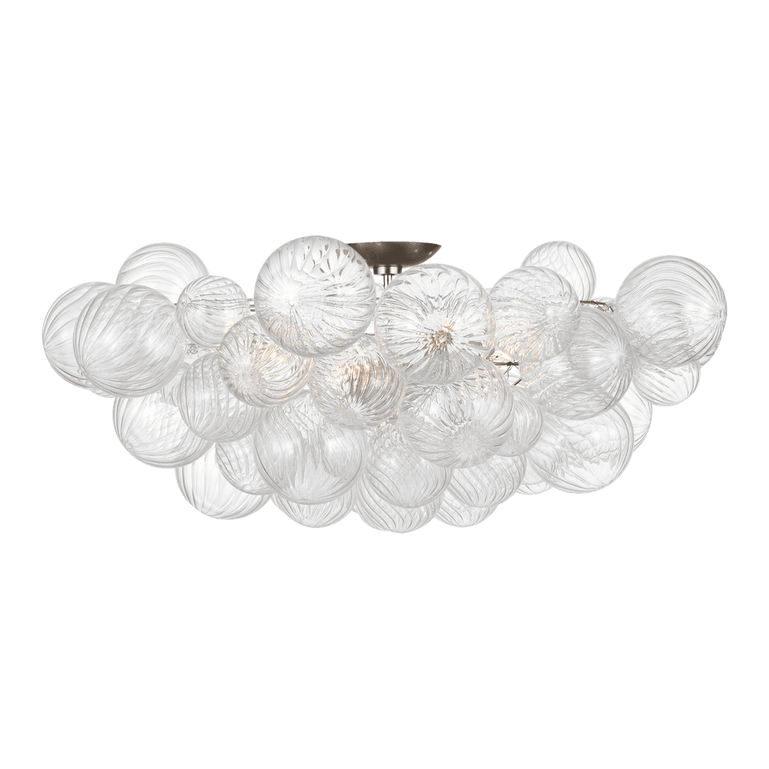 Talia 38" Flush Mount - Burnished Silver Leaf & Clear Swirled Glass