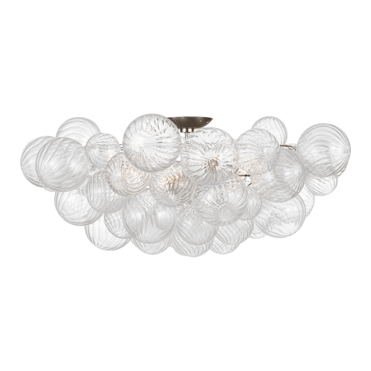 Talia 38" Flush Mount - Burnished Silver Leaf & Clear Swirled Glass