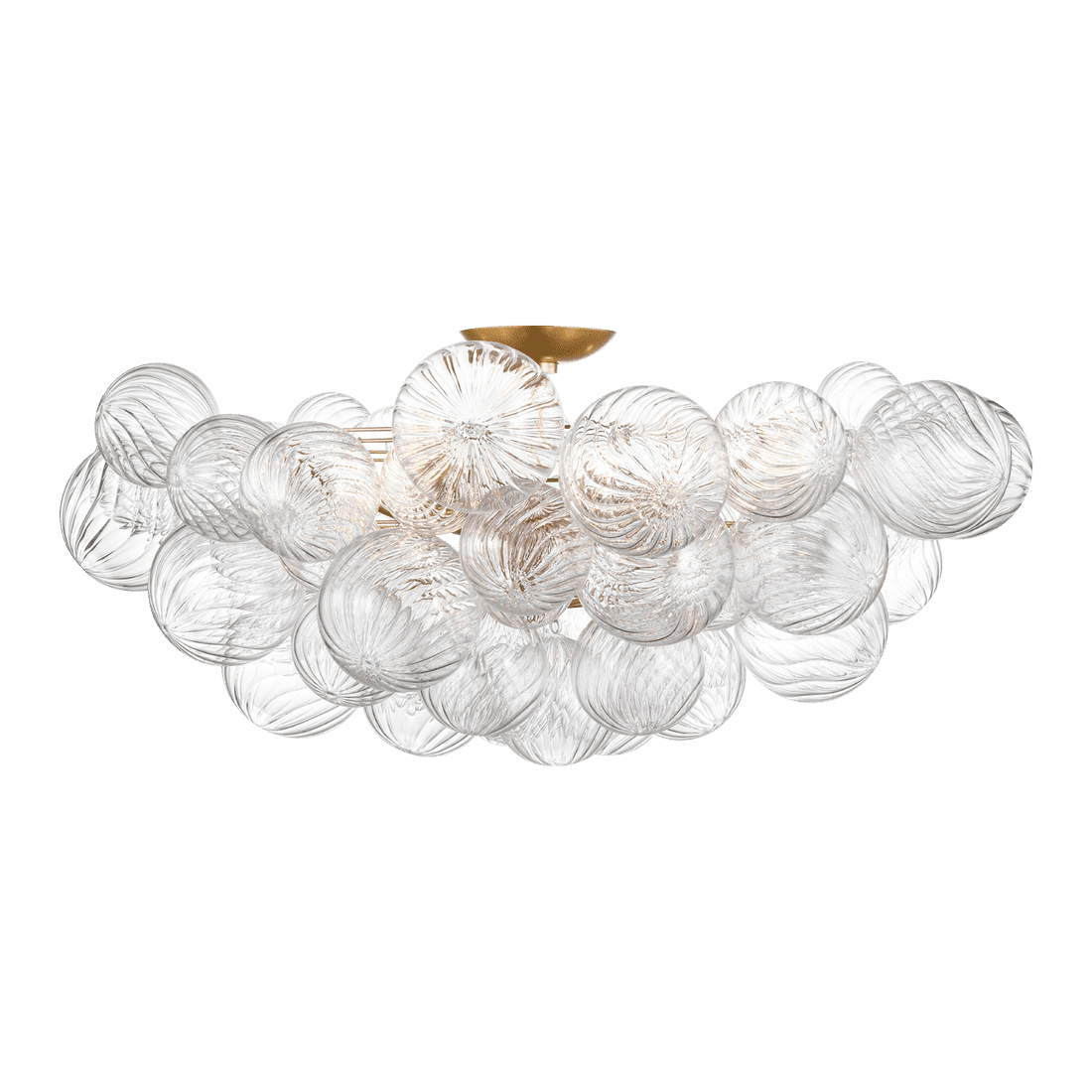 Talia 38" Flush Mount - Gild & Clear Swirled Glass