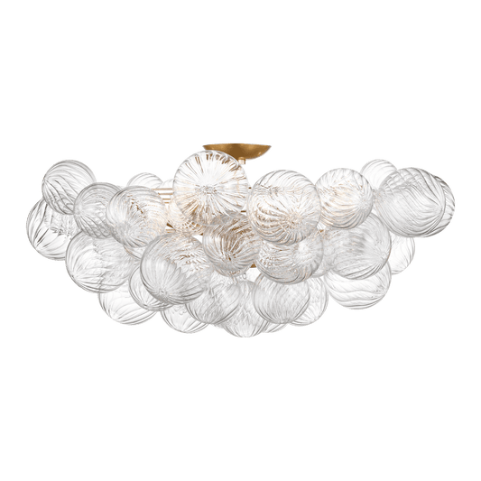 Talia 38" Flush Mount - Gild & Clear Swirled Glass